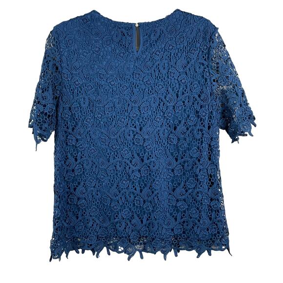 PHILOSOPHY Crochet Lace Pullover Top Shirt Denim Ocean Blue sz L NWT NEW - Picture 4 of 13